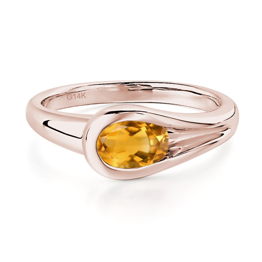 Citrine Simple Oval Engagement Ring - LUO Jewelry #metal_14k rose gold