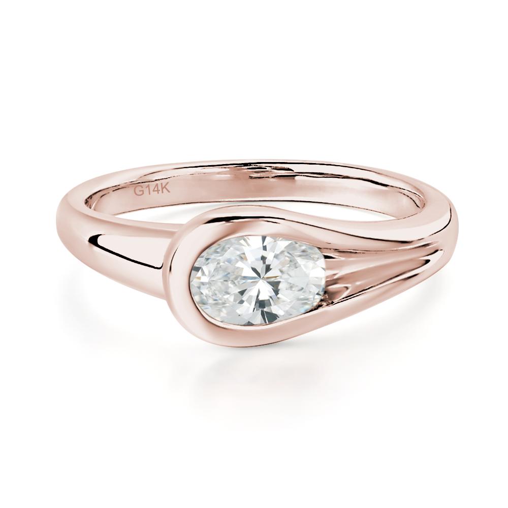 Diamond Simple Oval Engagement Ring - LUO Jewelry #metal_14k rose gold
