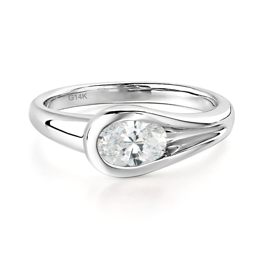 Diamond Simple Oval Engagement Ring - LUO Jewelry #metal_14k white gold