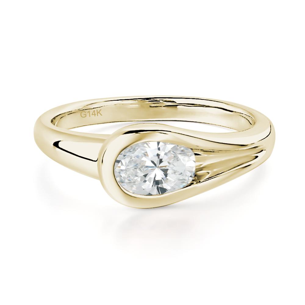 Diamond Simple Oval Engagement Ring - LUO Jewelry #metal_14k yellow gold
