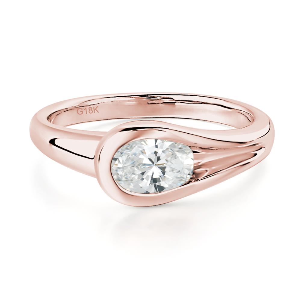 Diamond Simple Oval Engagement Ring - LUO Jewelry #metal_18k rose gold