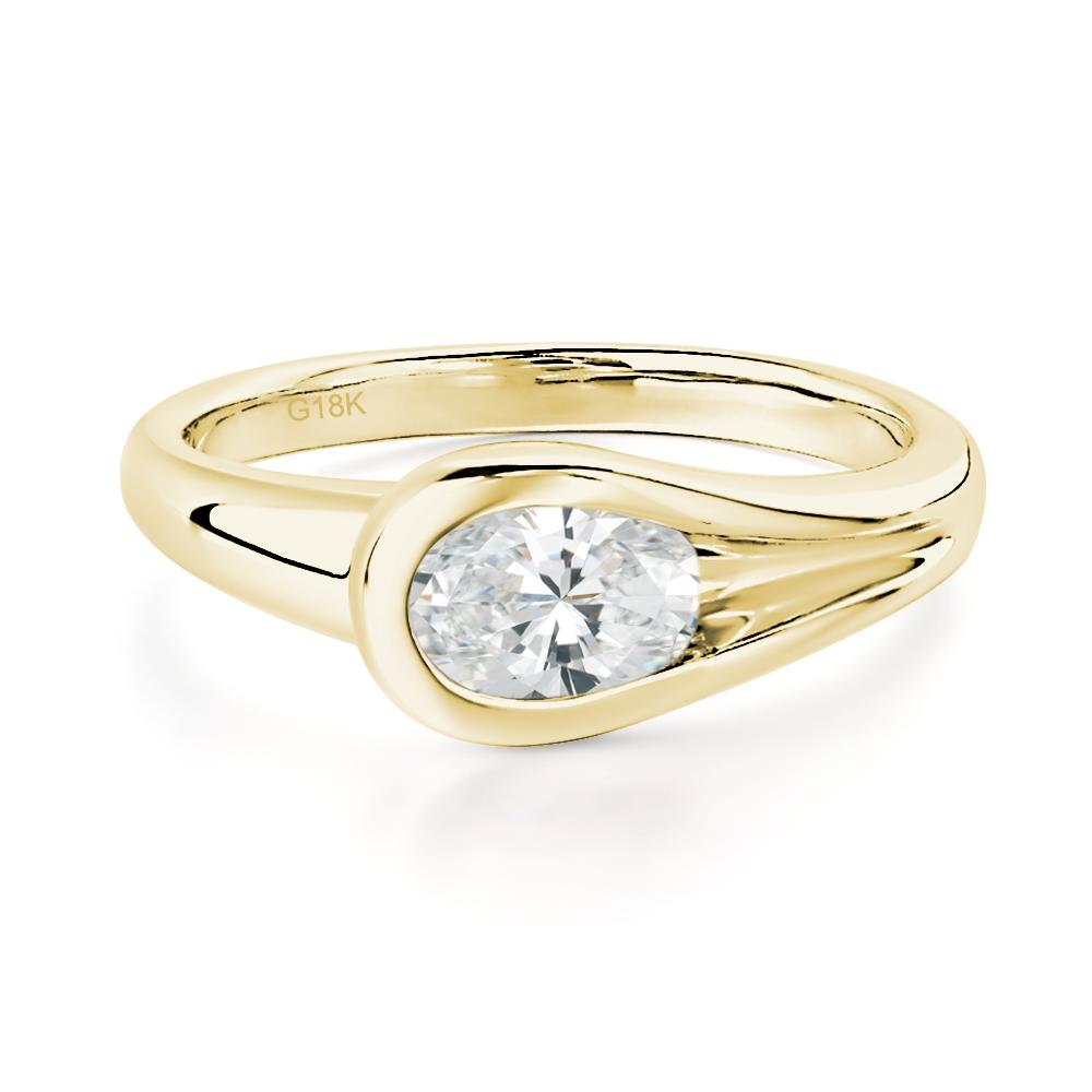 Diamond Simple Oval Engagement Ring - LUO Jewelry #metal_18k yellow gold