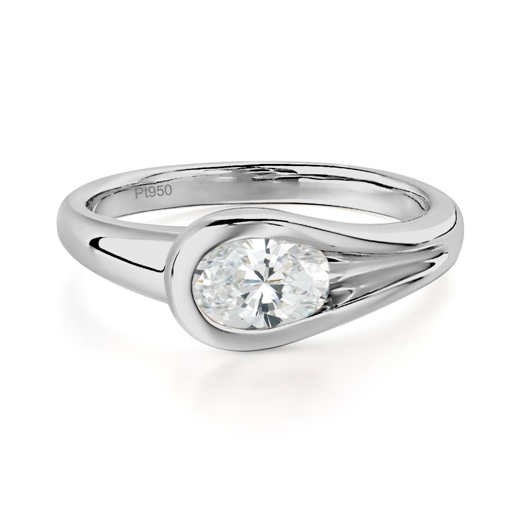 Diamond Simple Oval Engagement Ring - LUO Jewelry #metal_platinum