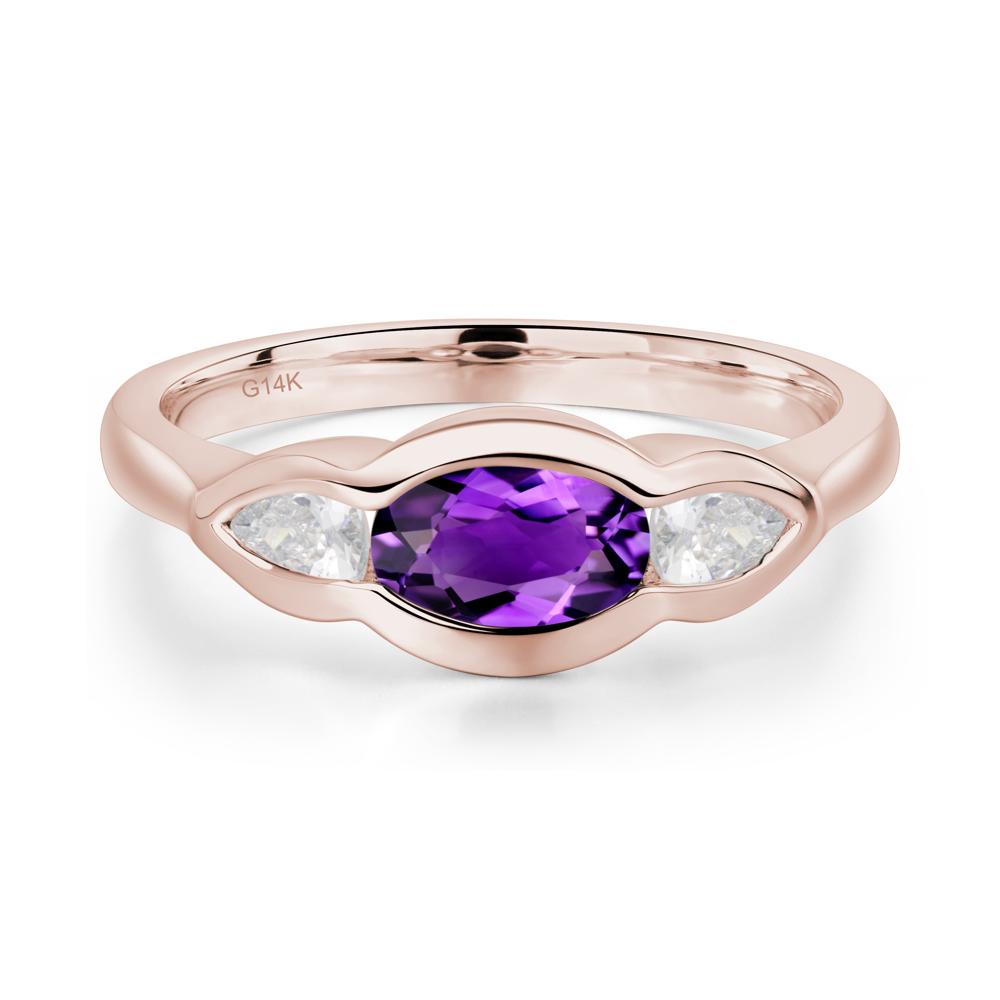Amethyst Oval Three Stone Engagement Ring - LUO Jewelry #metal_14k rose gold