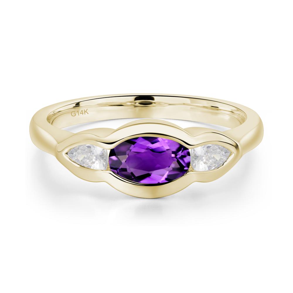 Amethyst Oval Three Stone Engagement Ring - LUO Jewelry #metal_14k yellow gold