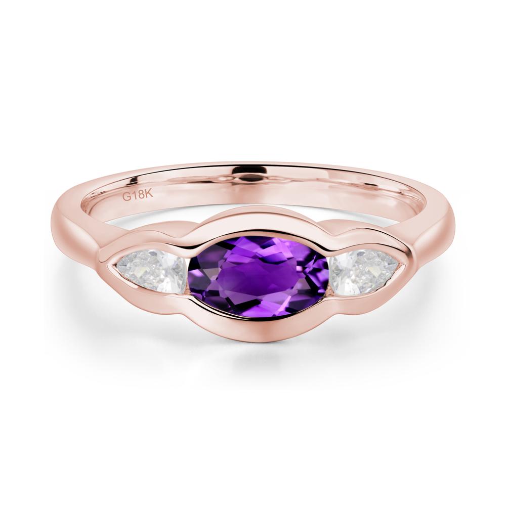 Amethyst Oval Three Stone Engagement Ring - LUO Jewelry #metal_18k rose gold