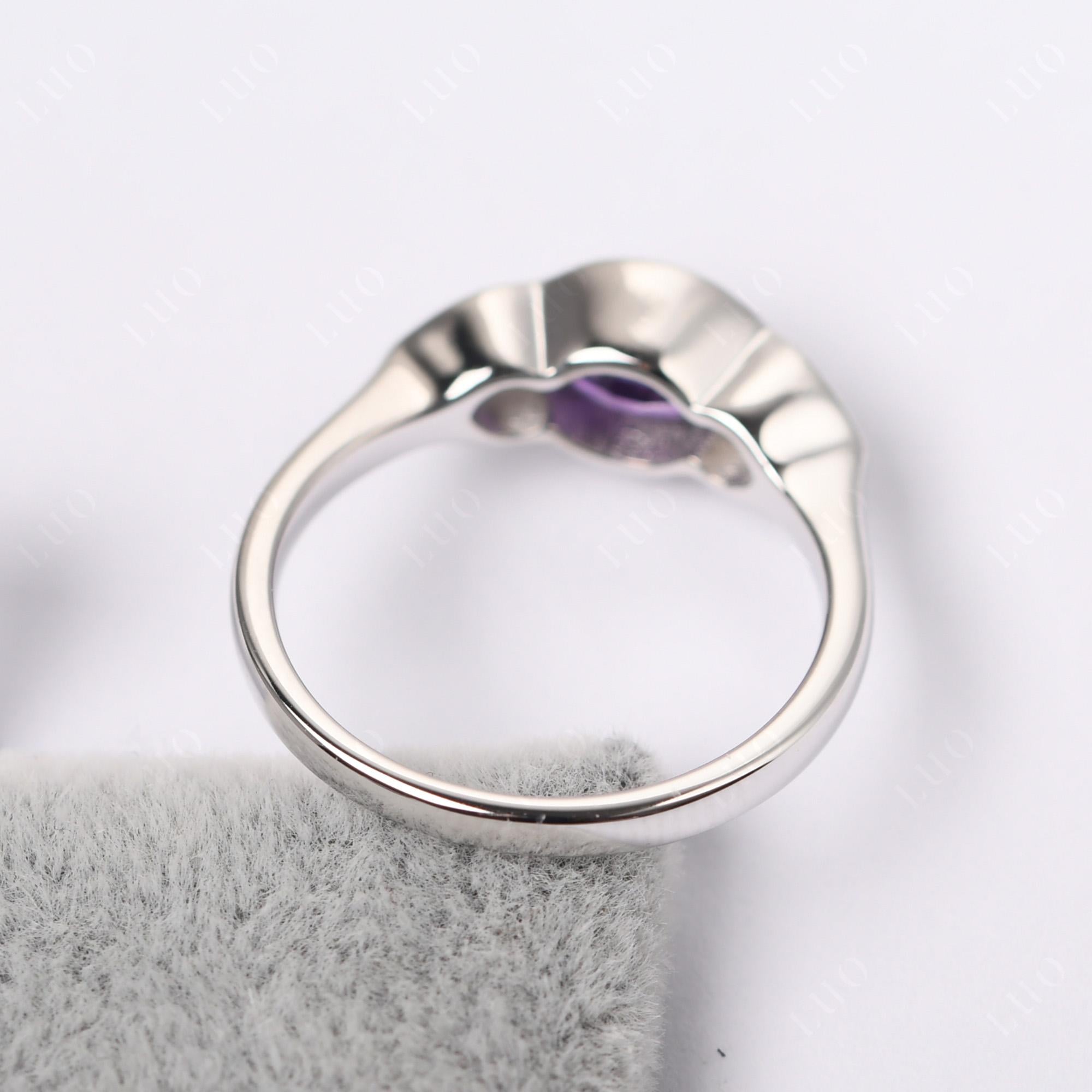 Amethyst Oval Three Stone Engagement Ring - LUO Jewelry 
