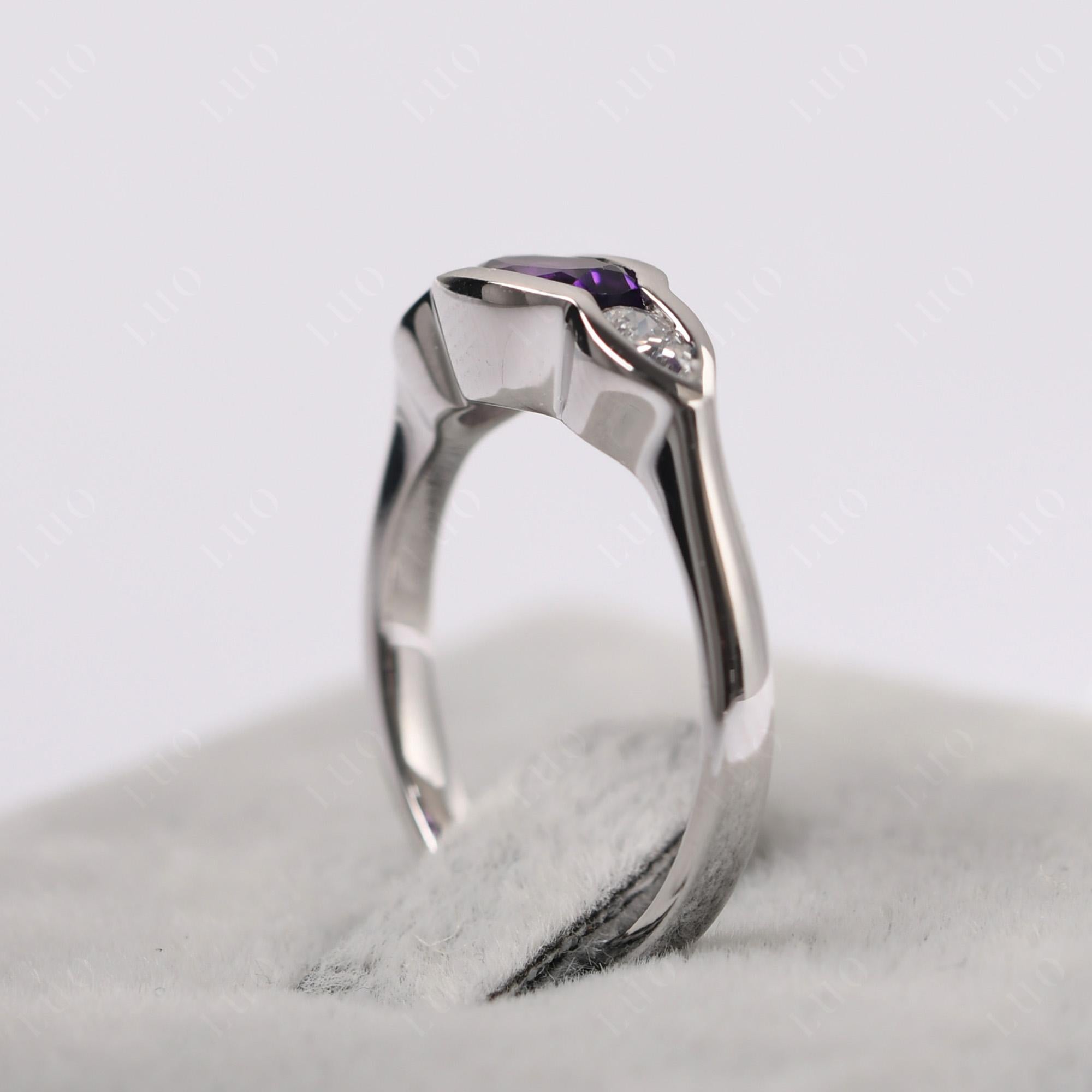 Amethyst Oval Three Stone Engagement Ring - LUO Jewelry 