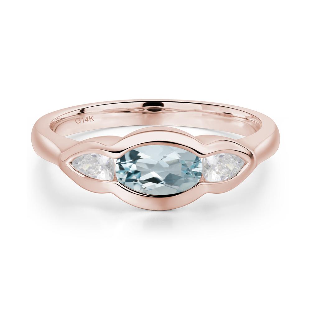 Aquamarine Three Stone Anniversary Ring - LUO Jewelry #metal_14k rose gold
