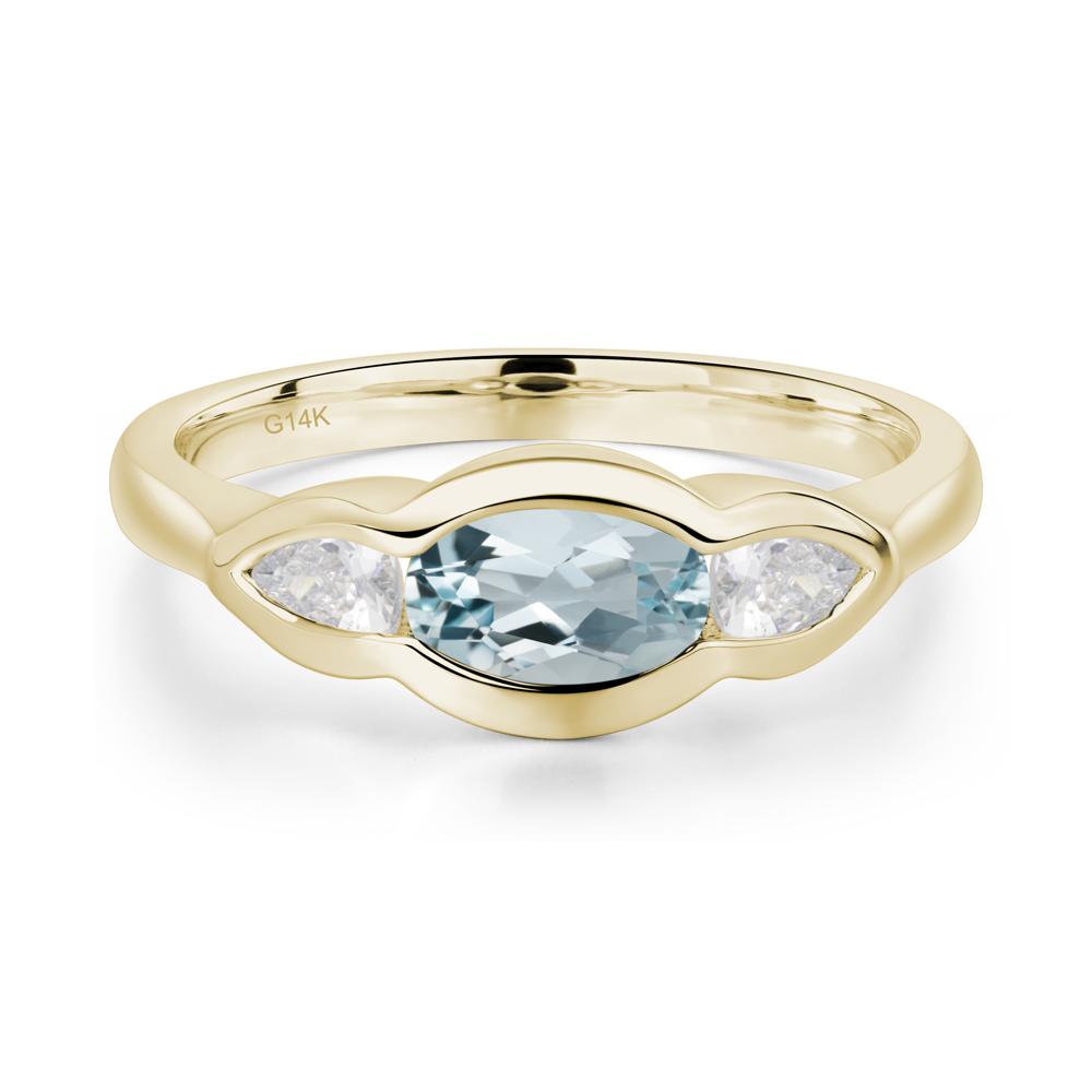 Aquamarine Three Stone Anniversary Ring - LUO Jewelry #metal_14k yellow gold