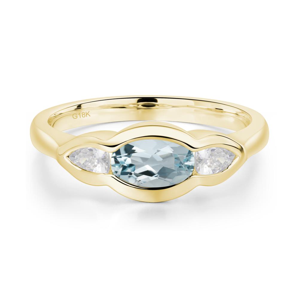 Aquamarine Three Stone Anniversary Ring - LUO Jewelry #metal_18k yellow gold
