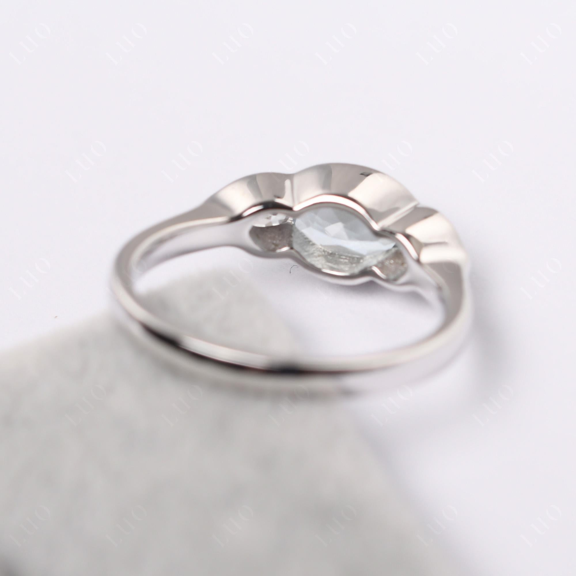 Aquamarine Three Stone Anniversary Ring - LUO Jewelry 
