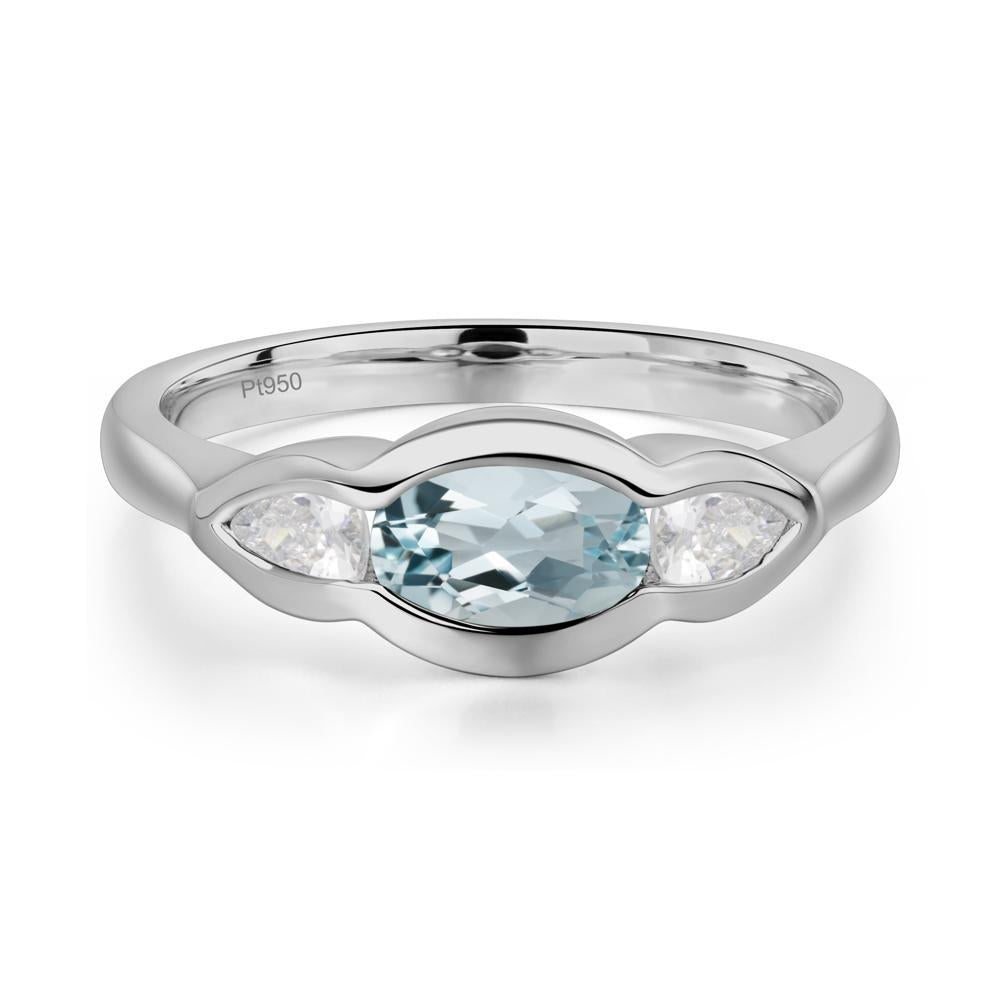 Aquamarine Three Stone Anniversary Ring - LUO Jewelry #metal_platinum