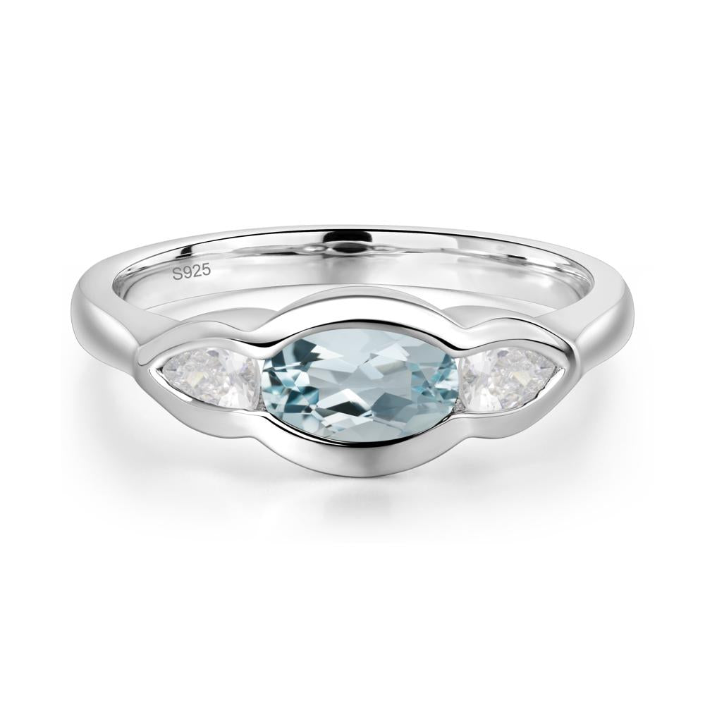 Aquamarine Three Stone Anniversary Ring - LUO Jewelry #metal_sterling silver