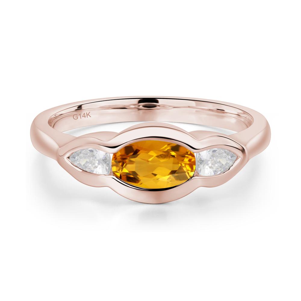 Citrine Oval Three Stone Engagement Ring - LUO Jewelry #metal_14k rose gold