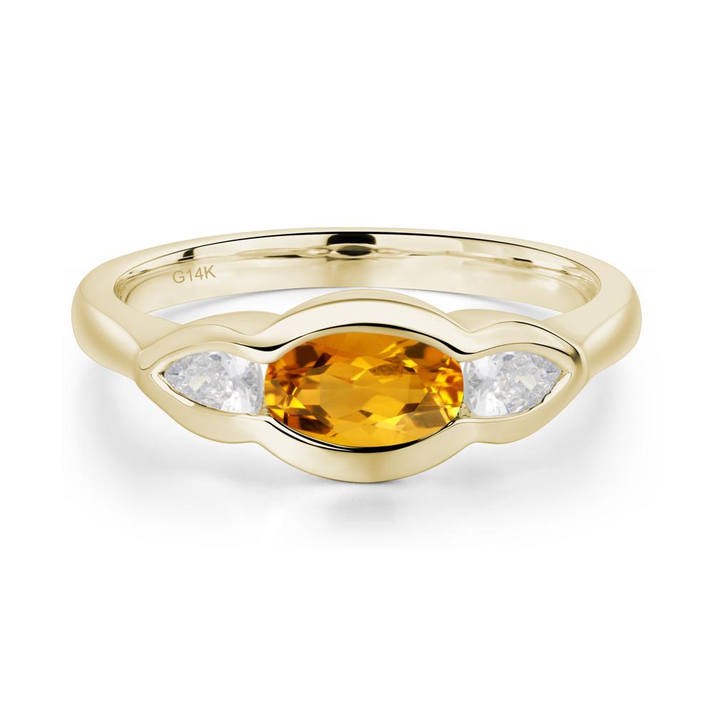 Citrine Oval Three Stone Engagement Ring - LUO Jewelry #metal_14k yellow gold