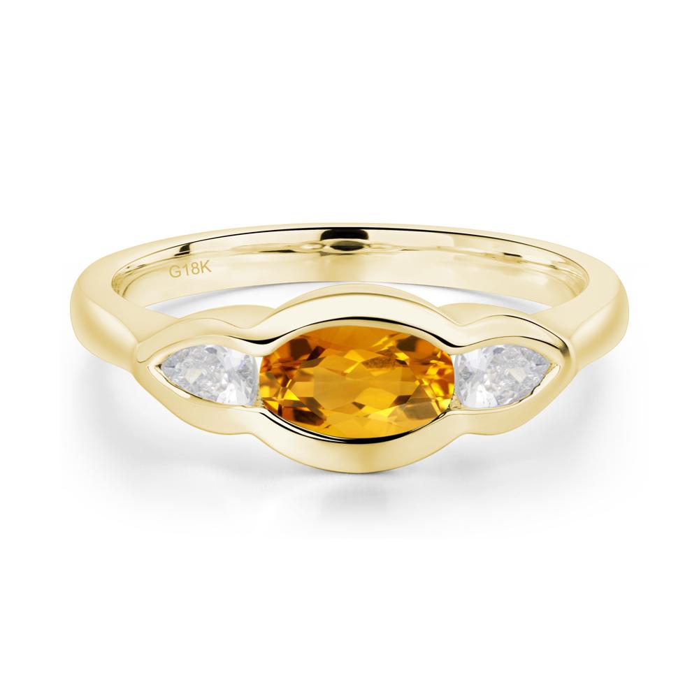 Citrine Oval Three Stone Engagement Ring - LUO Jewelry #metal_18k yellow gold