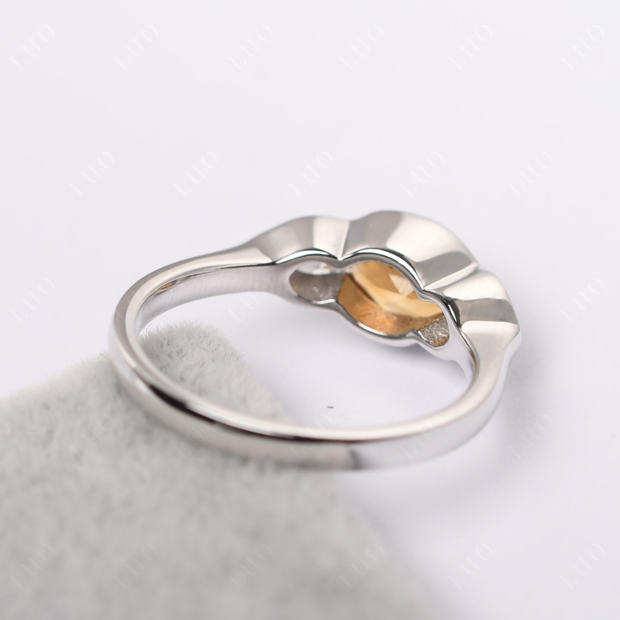 Citrine Oval Three Stone Engagement Ring - LUO Jewelry 