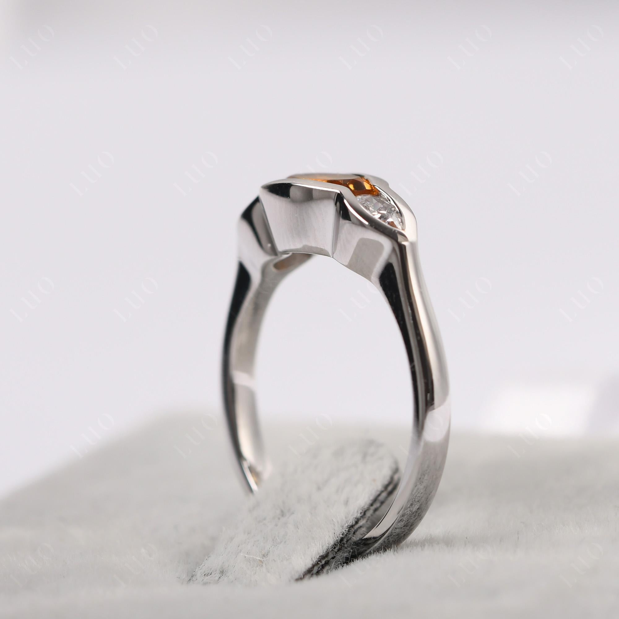 Citrine Oval Three Stone Engagement Ring - LUO Jewelry 
