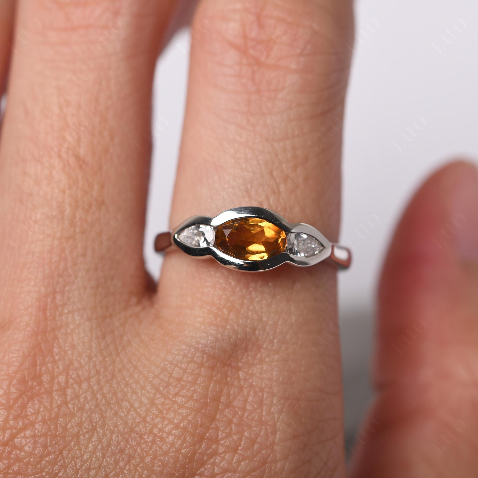 Citrine Oval Three Stone Engagement Ring - LUO Jewelry 