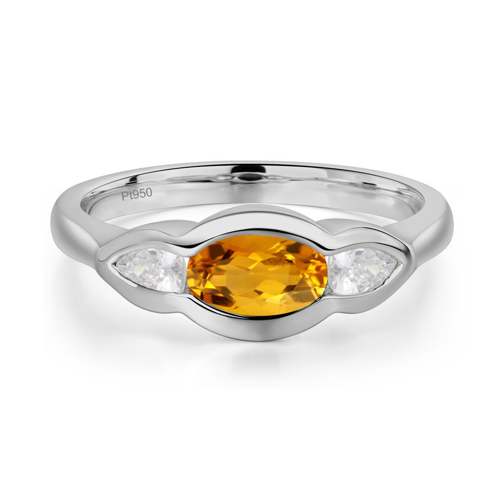 Citrine Oval Three Stone Engagement Ring - LUO Jewelry #metal_platinum