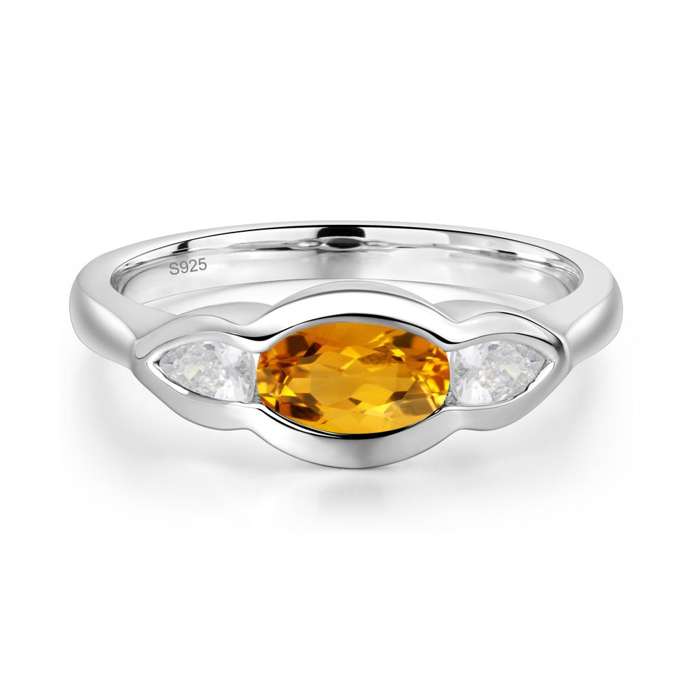 Citrine Oval Three Stone Engagement Ring - LUO Jewelry #metal_sterling silver