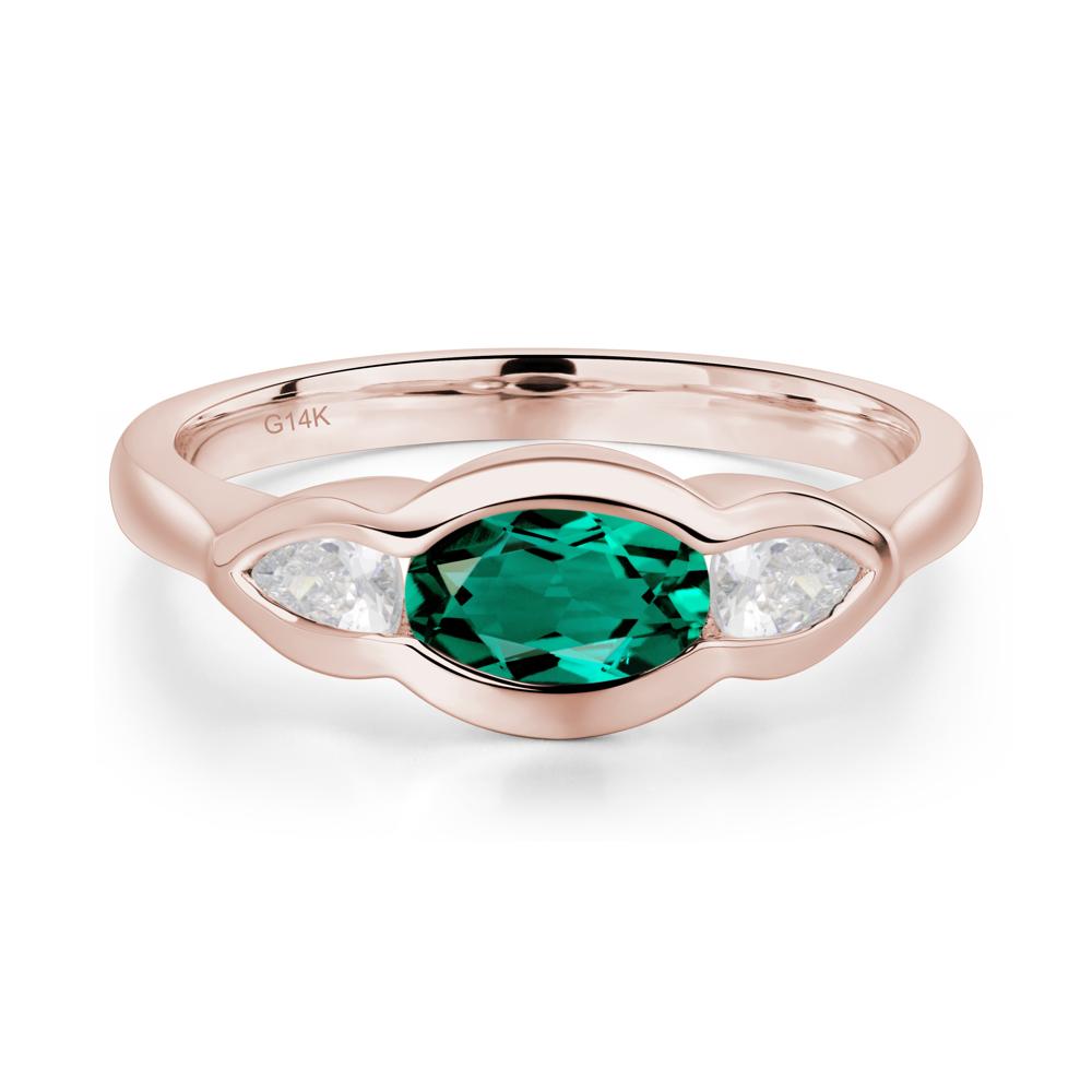 Emerald Three Stone Anniversary Ring - LUO Jewelry #metal_14k rose gold