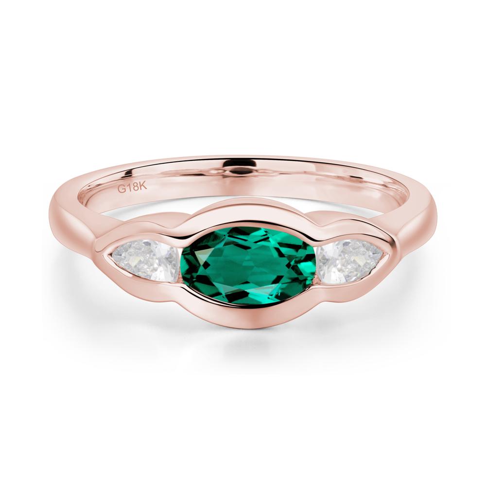Emerald Three Stone Anniversary Ring - LUO Jewelry #metal_18k rose gold