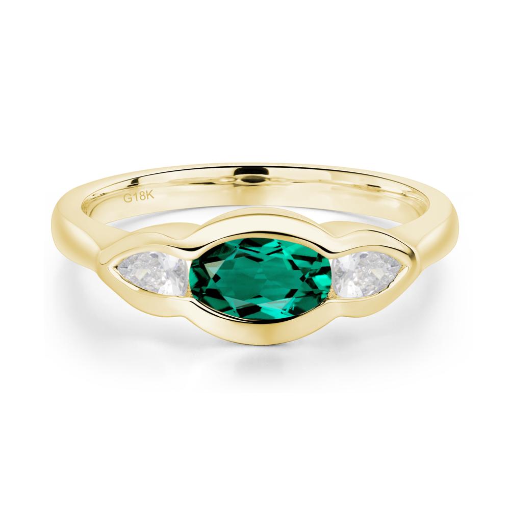 Emerald Three Stone Anniversary Ring - LUO Jewelry #metal_18k yellow gold