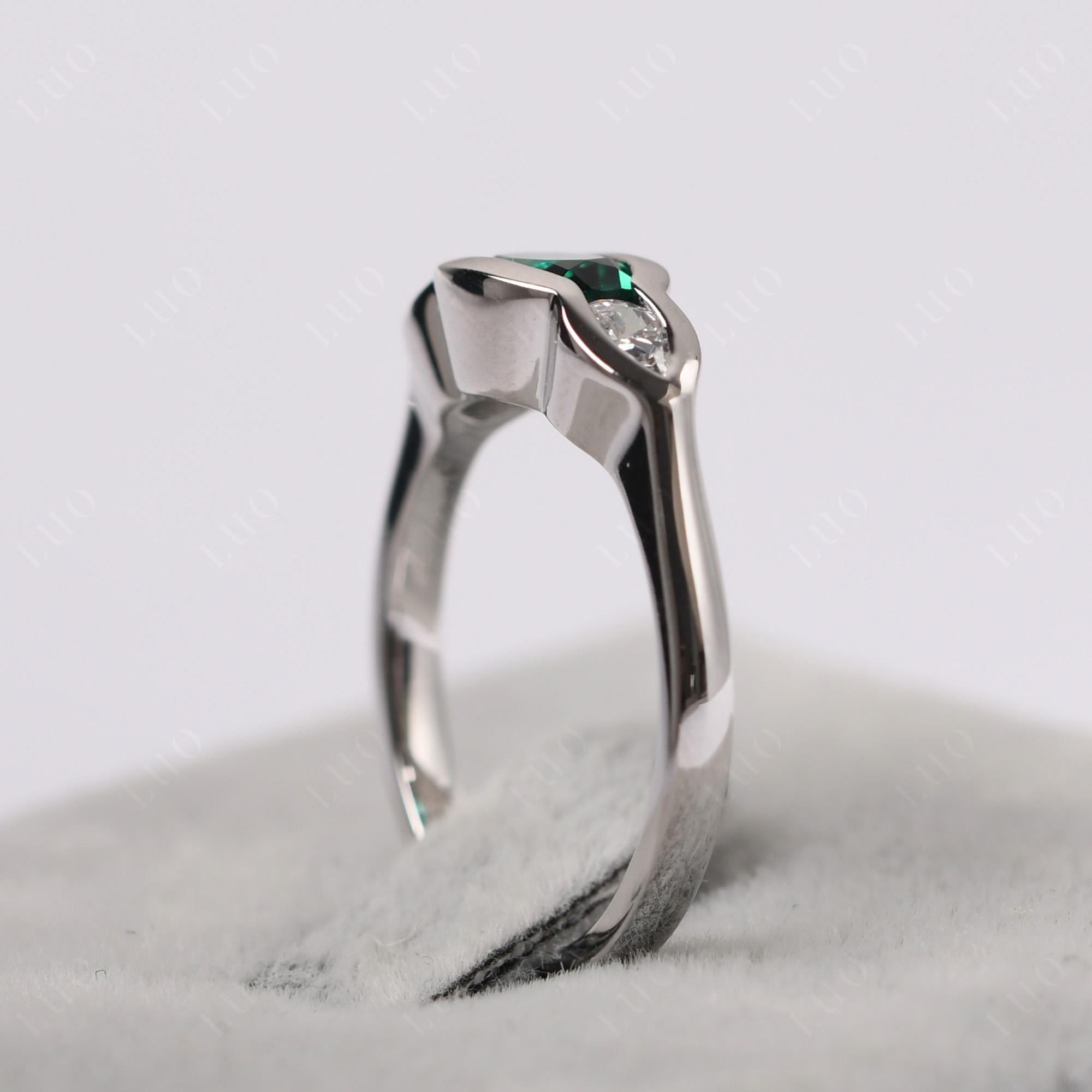 Emerald Three Stone Anniversary Ring - LUO Jewelry 