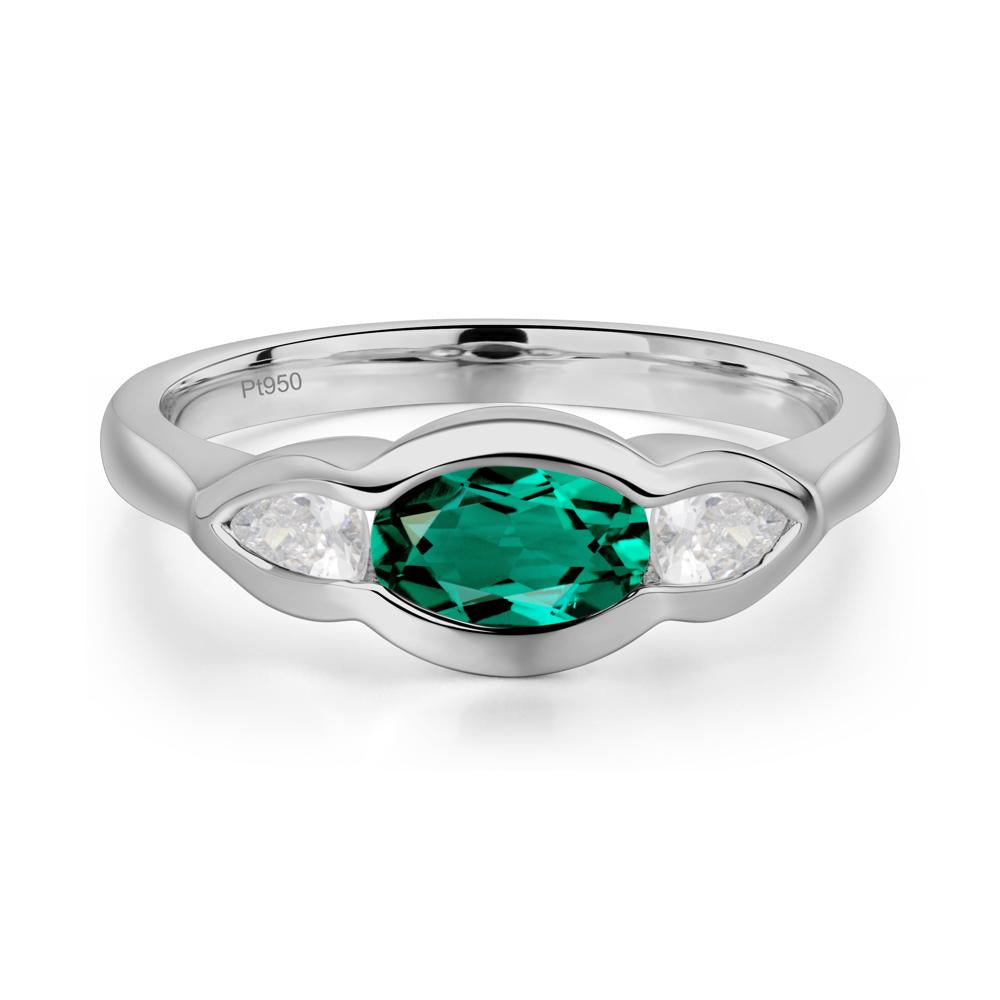 Emerald Three Stone Anniversary Ring - LUO Jewelry #metal_platinum