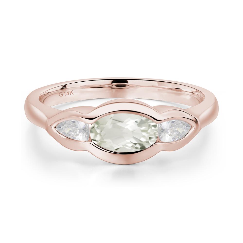 Green Amethyst Oval Three Stone Engagement Ring - LUO Jewelry #metal_14k rose gold