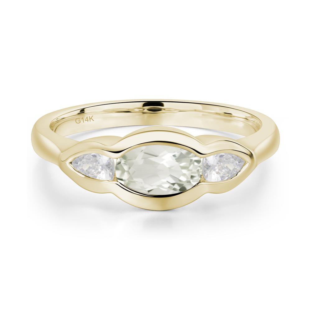 Green Amethyst Oval Three Stone Engagement Ring - LUO Jewelry #metal_14k yellow gold