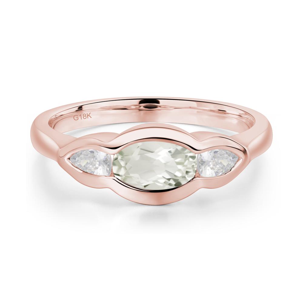 Green Amethyst Oval Three Stone Engagement Ring - LUO Jewelry #metal_18k rose gold