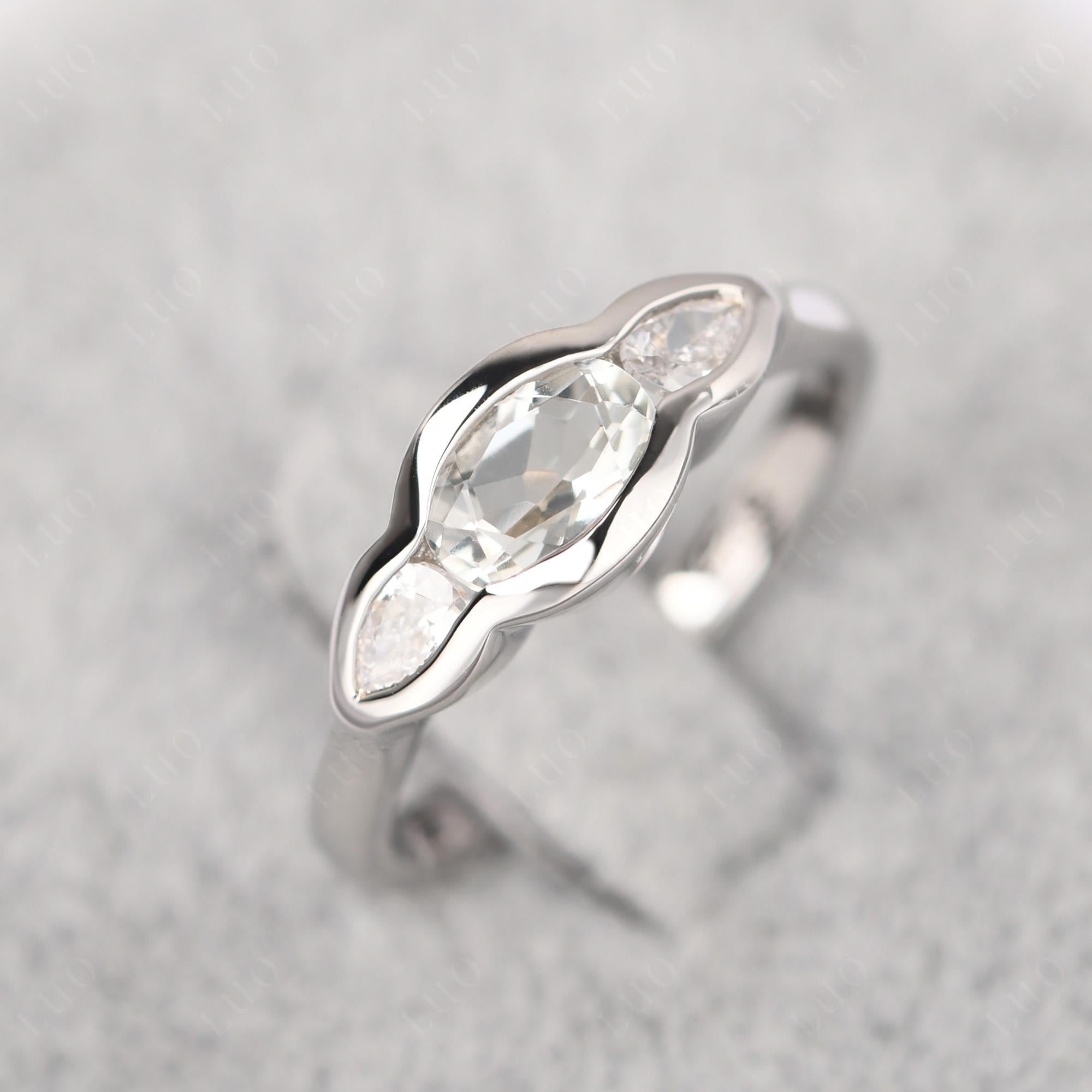 Green Amethyst Oval Three Stone Engagement Ring - LUO Jewelry 