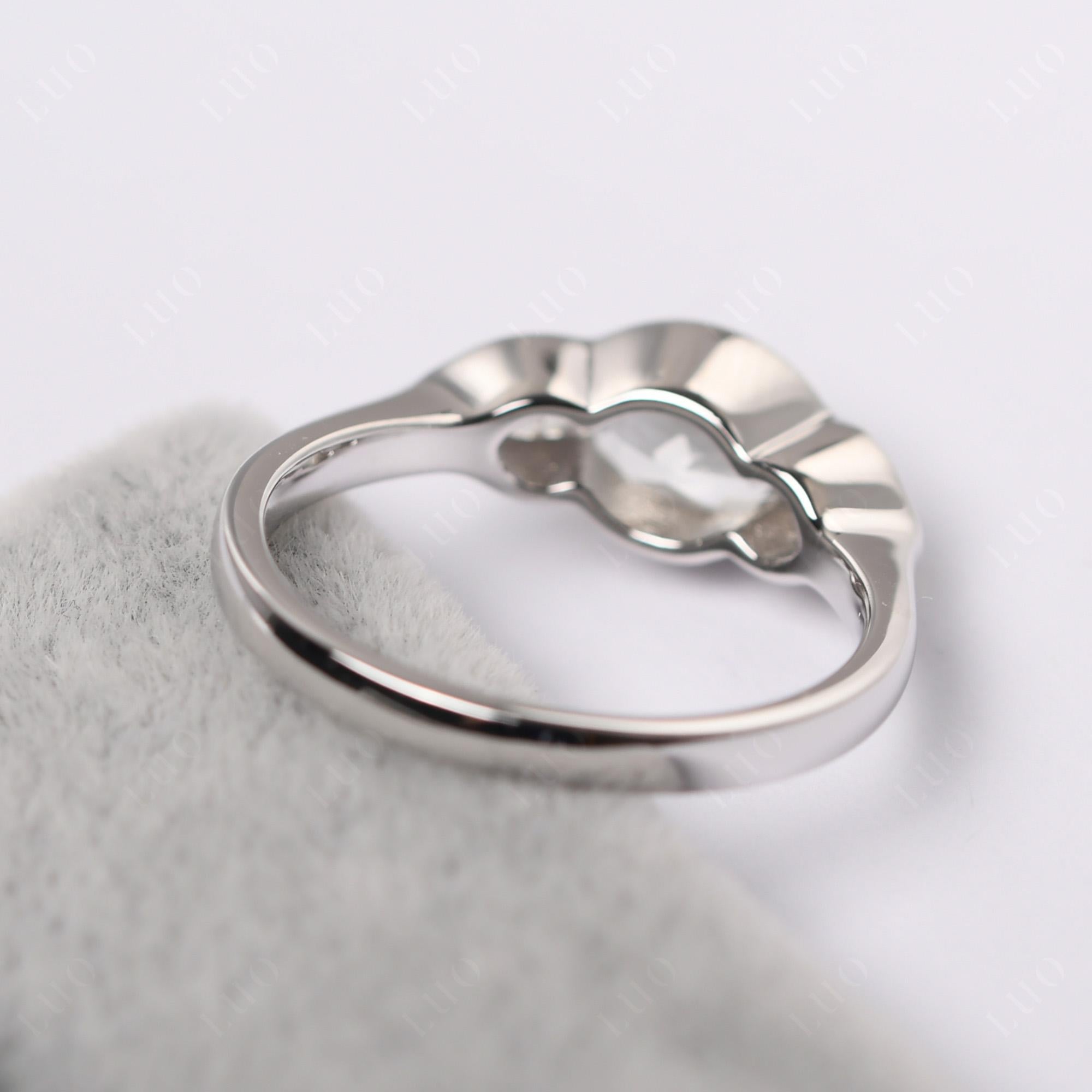 Green Amethyst Oval Three Stone Engagement Ring - LUO Jewelry 