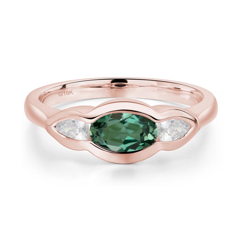 Green Sapphire Three Stone Anniversary Ring - LUO Jewelry #metal_18k rose gold