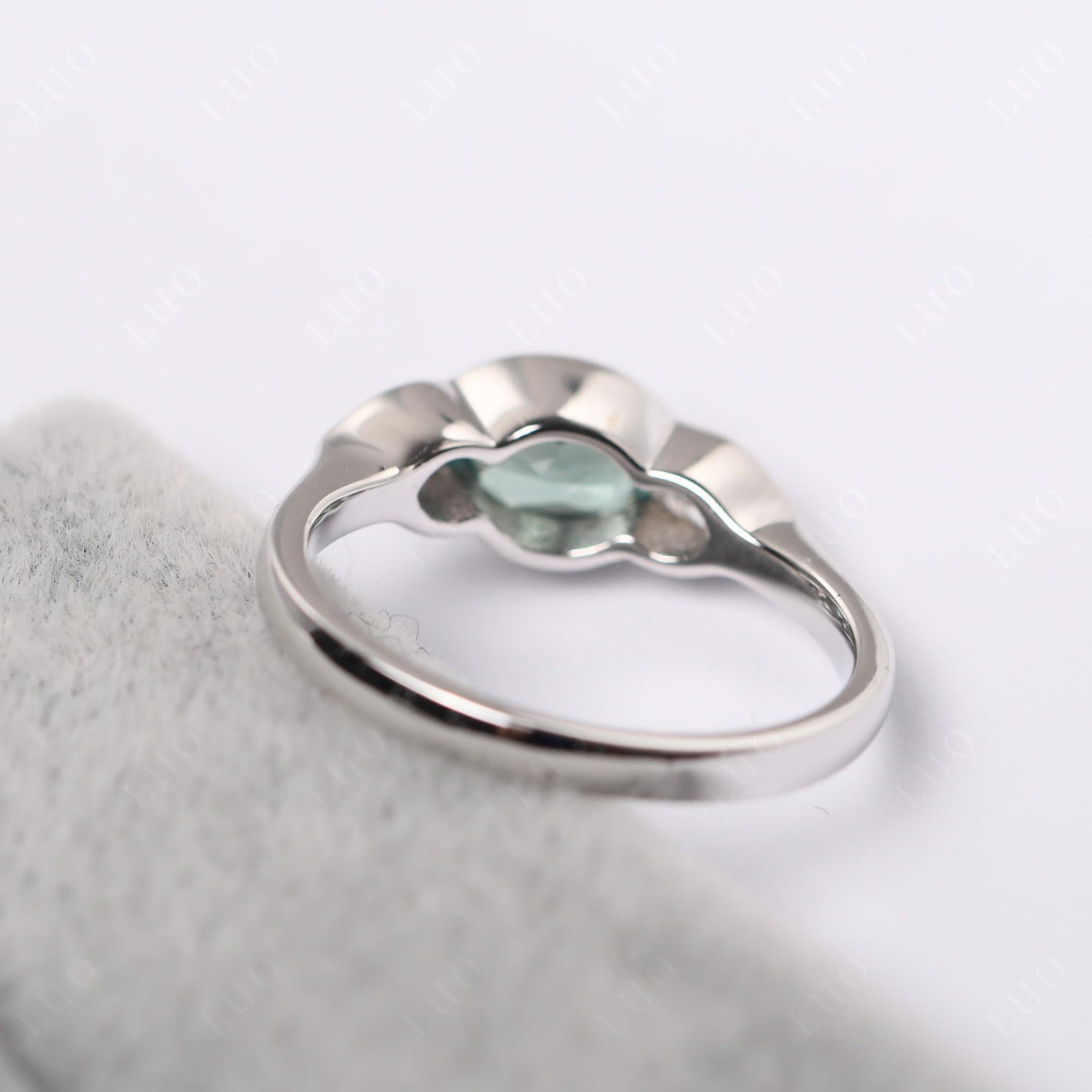 Green Sapphire Three Stone Anniversary Ring - LUO Jewelry 
