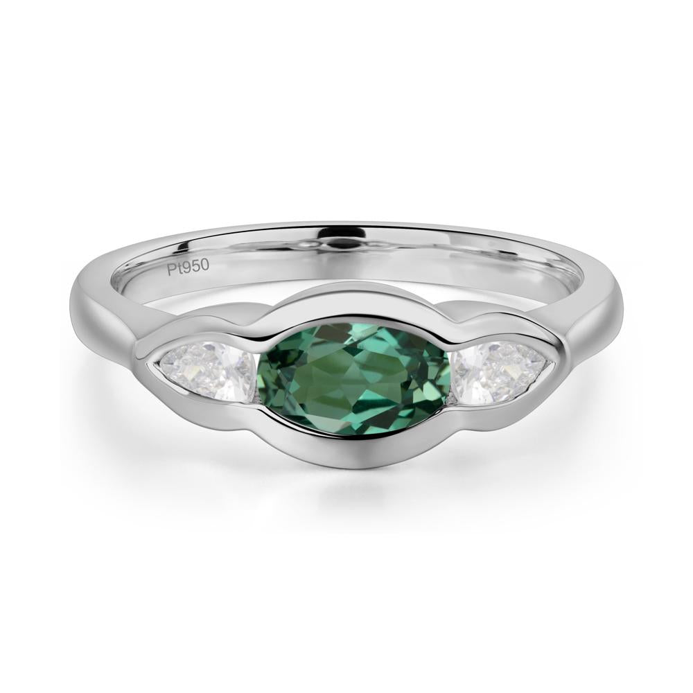 Green Sapphire Three Stone Anniversary Ring - LUO Jewelry #metal_platinum