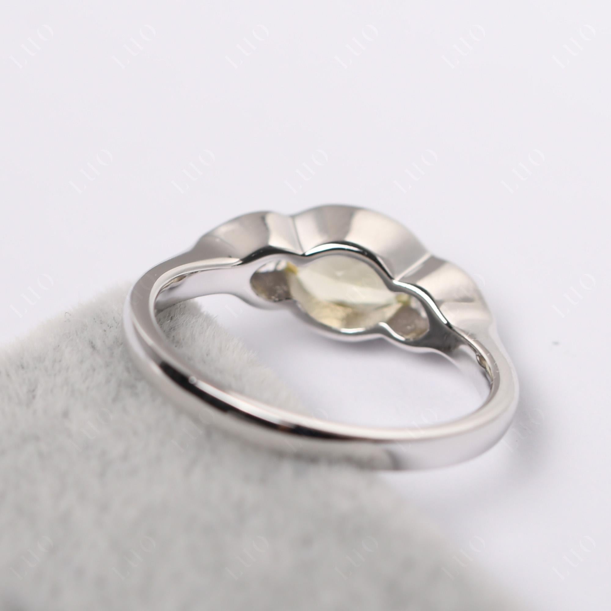 3 Stone Bezel Set Lemon Quartz Wave Ring - LUO Jewelry 