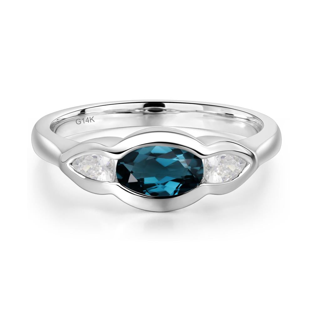 London Blue Topaz Oval Three Stone Engagement Ring - LUO Jewelry #metal_14k white gold