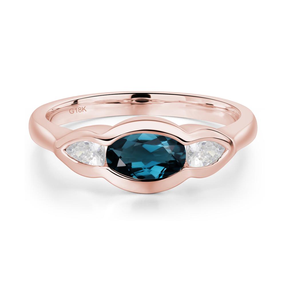 London Blue Topaz Oval Three Stone Engagement Ring - LUO Jewelry #metal_18k rose gold