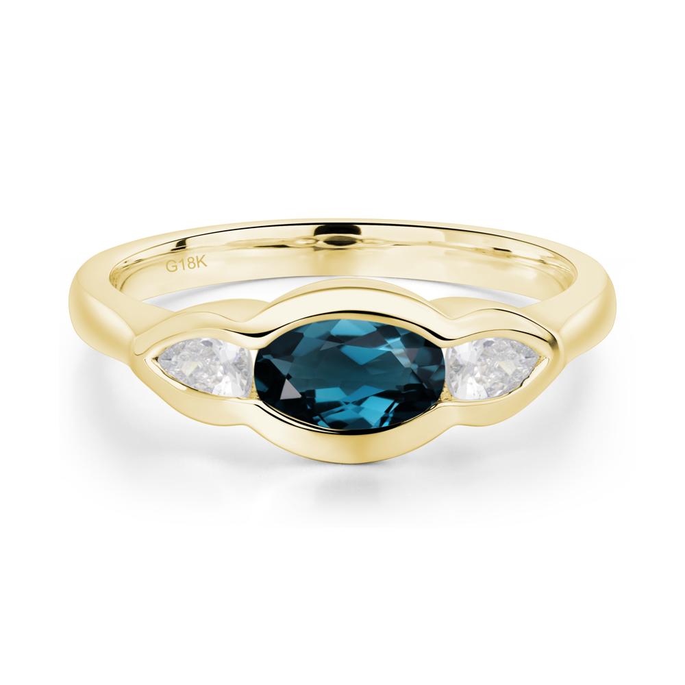 London Blue Topaz Oval Three Stone Engagement Ring - LUO Jewelry #metal_18k yellow gold