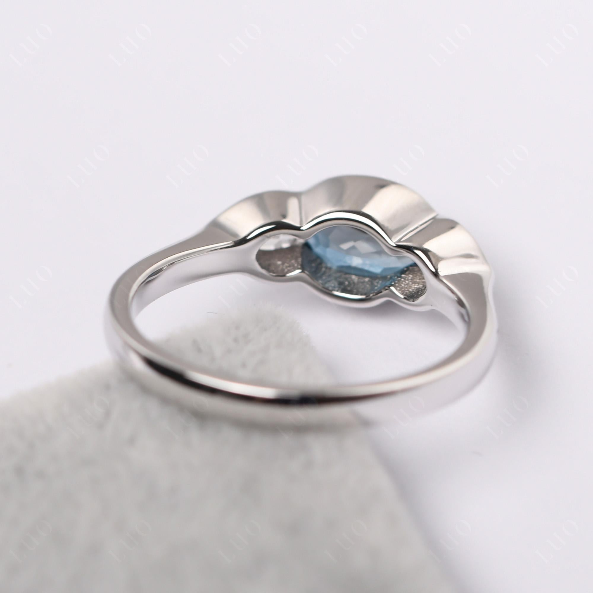 London Blue Topaz Oval Three Stone Engagement Ring - LUO Jewelry 