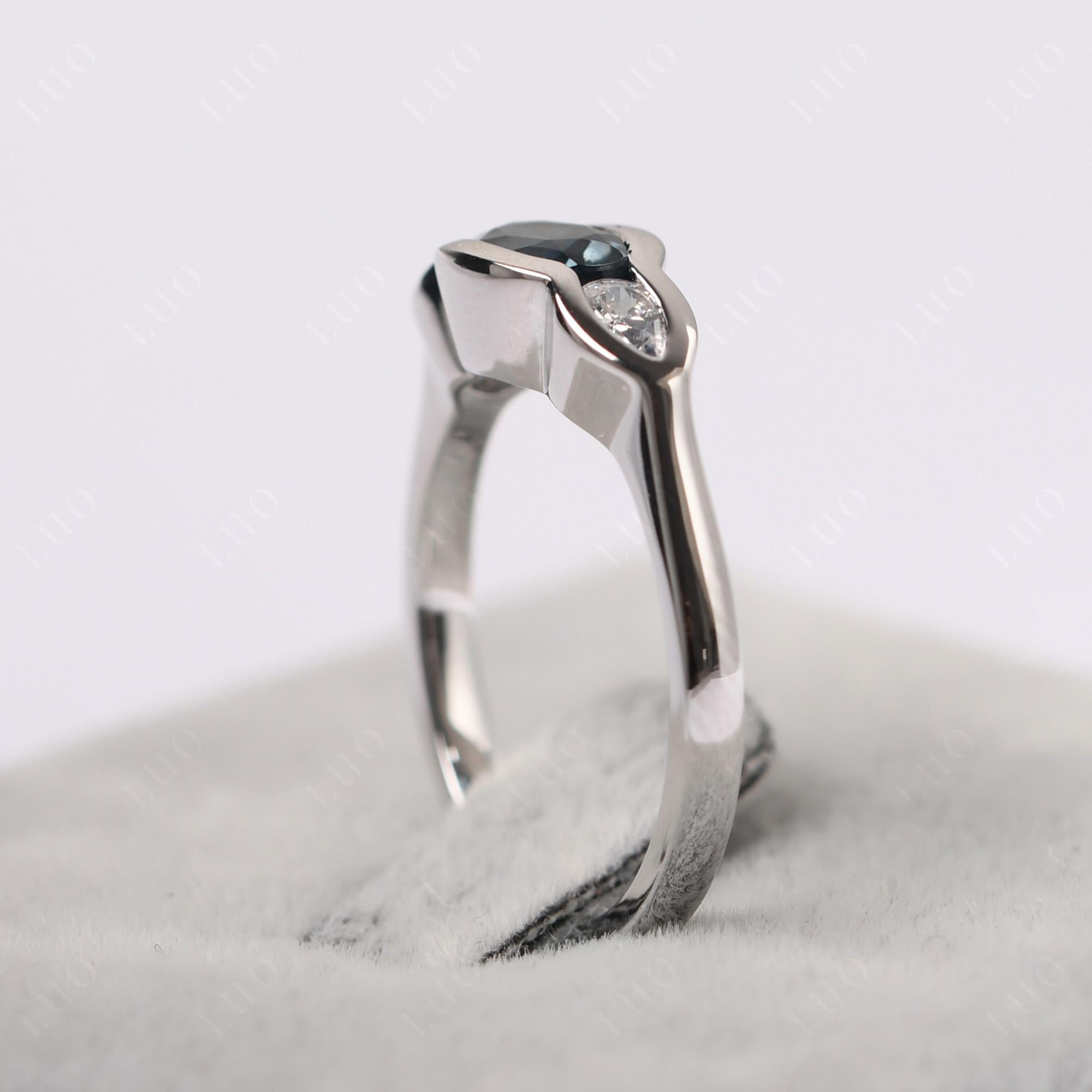 London Blue Topaz Oval Three Stone Engagement Ring - LUO Jewelry 