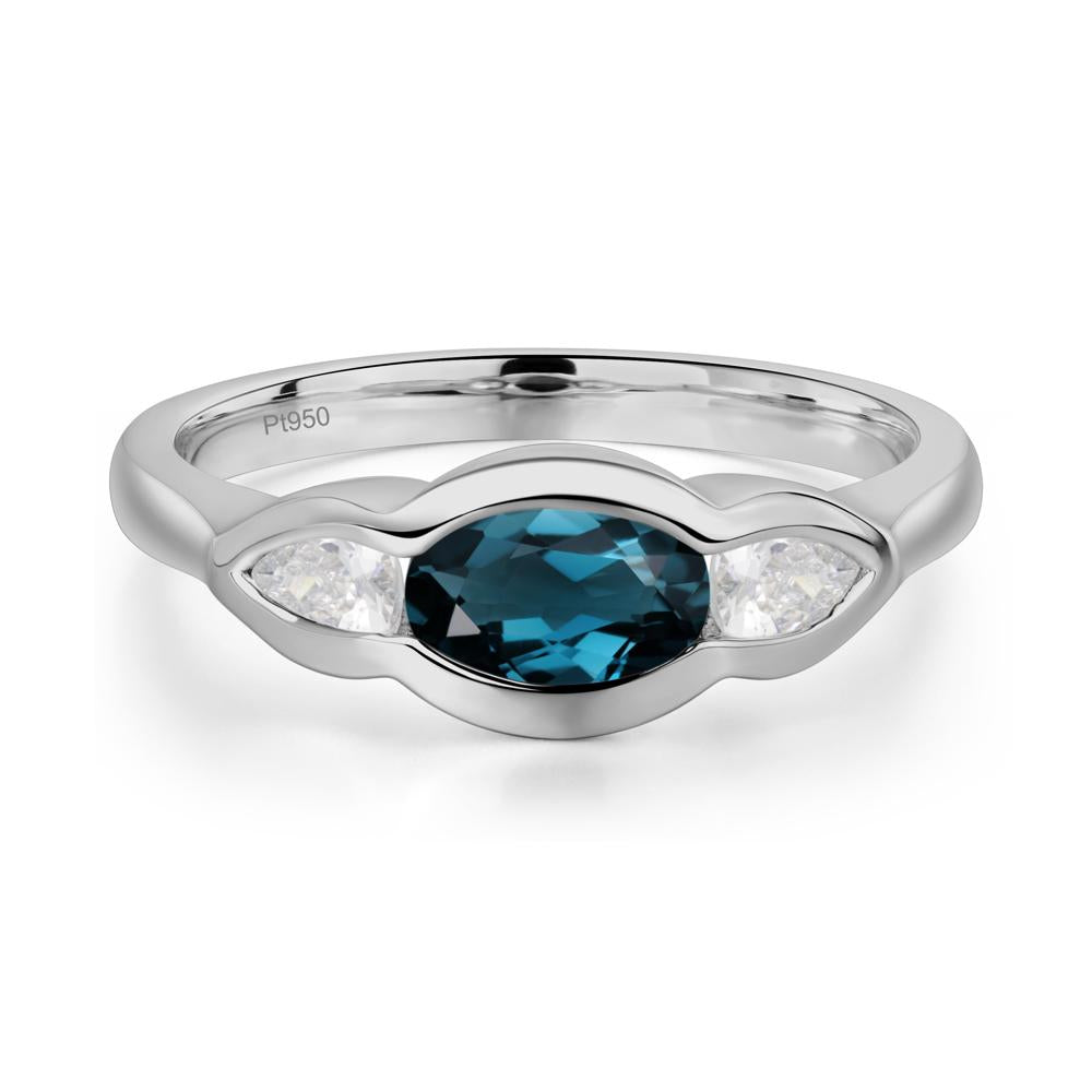 London Blue Topaz Oval Three Stone Engagement Ring - LUO Jewelry #metal_platinum