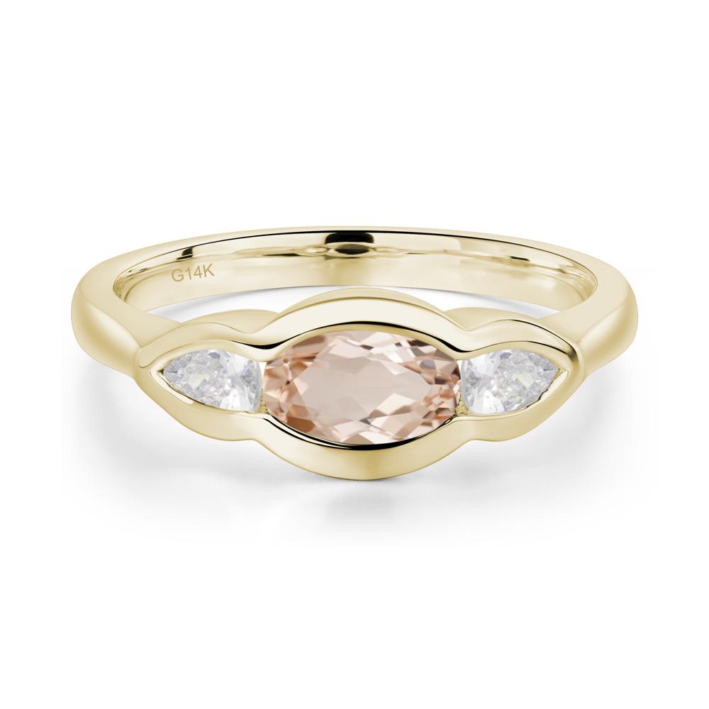 Morganite Three Stone Anniversary Ring - LUO Jewelry #metal_14k yellow gold