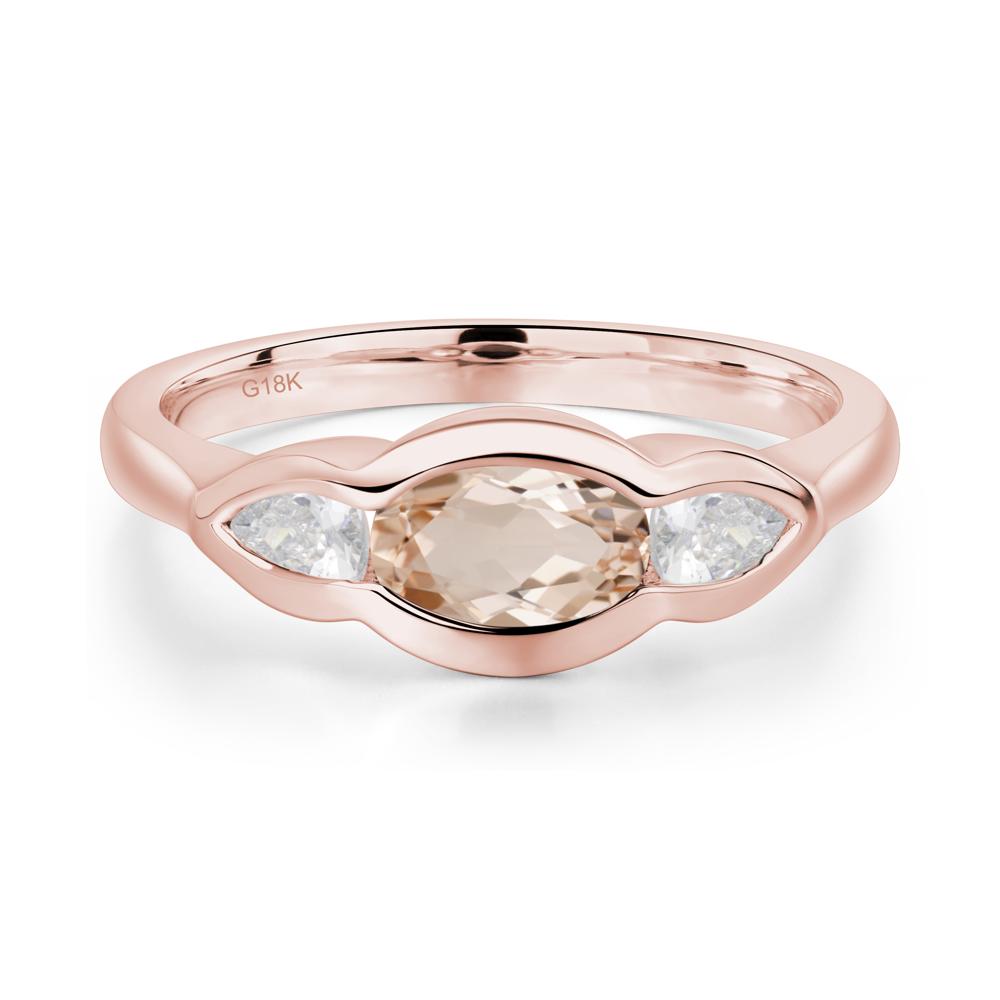 Morganite Three Stone Anniversary Ring - LUO Jewelry #metal_18k rose gold