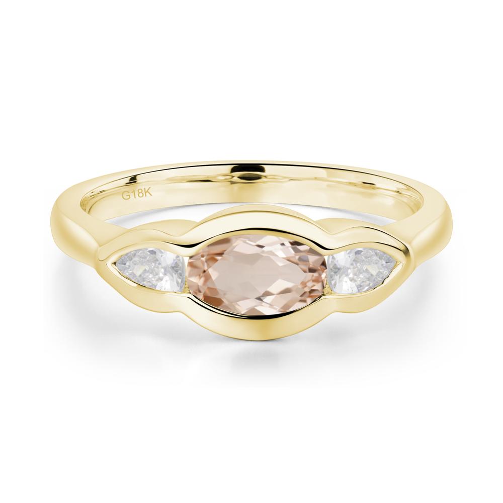 Morganite Three Stone Anniversary Ring - LUO Jewelry #metal_18k yellow gold