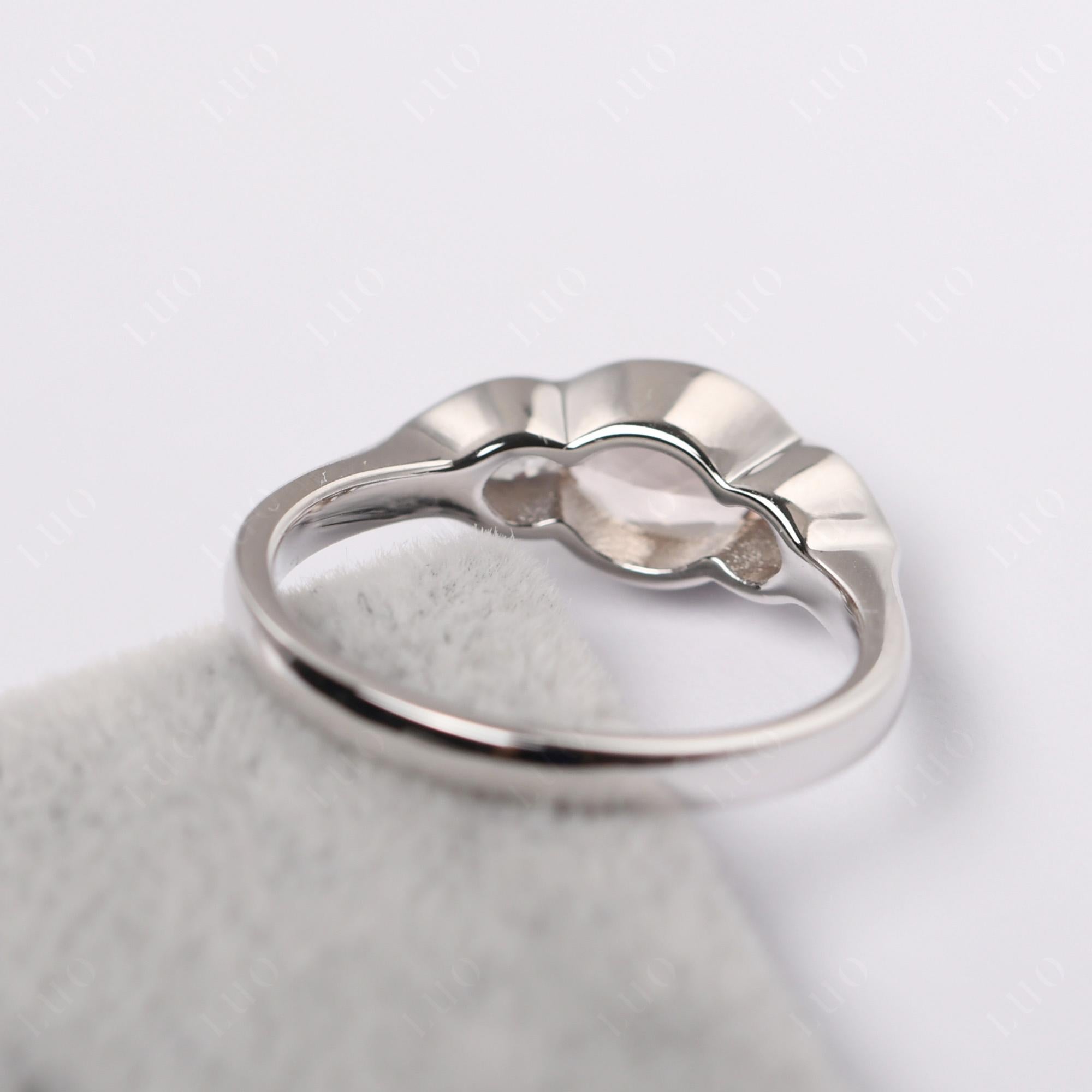 Morganite Three Stone Anniversary Ring - LUO Jewelry 